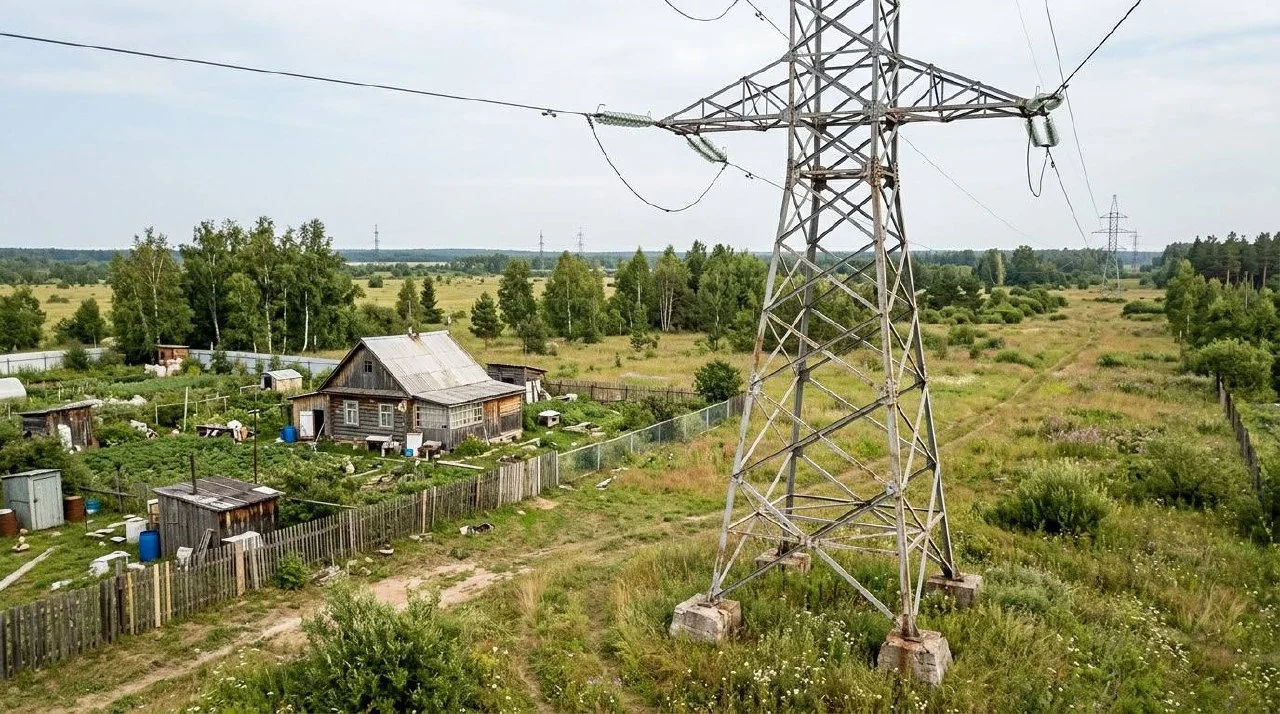 Опора воздушной линии электропередачи на земельном участке