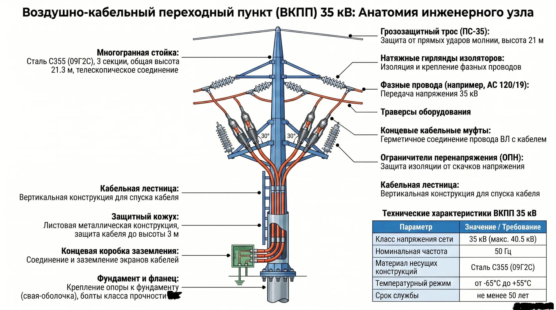 Воздушно-кабельный переходный пункт