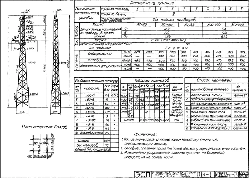 Чертеж КМД Промежуточная опора П1М-1
