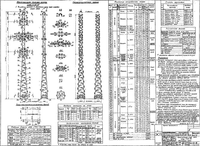 Чертеж КМД Промежуточная опора П110-6Н