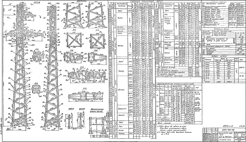 Чертеж КМД Промежуточная опора П110-1В+4