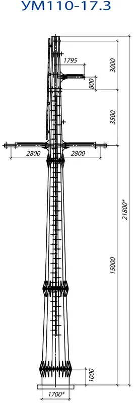 Чертеж КМД Анкерно-угловая опора УМ110-17.3