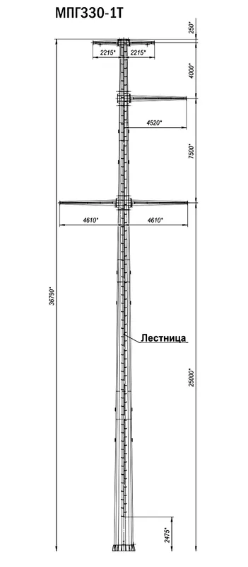 Чертеж КМД Промежуточная опора МПГ330-1Т