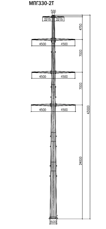 Чертеж КМД Промежуточная опора МПГ330-2Т