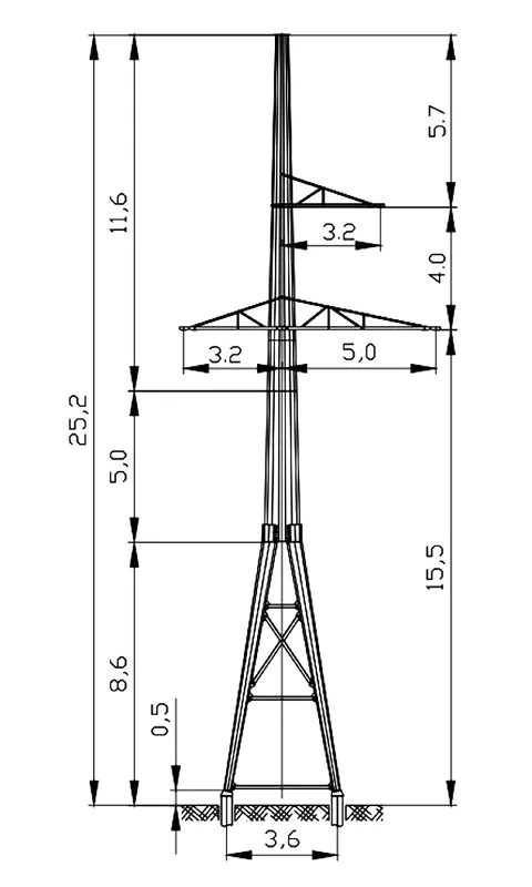 Чертеж КМД Анкерная опора АМ110-3Ф4+5