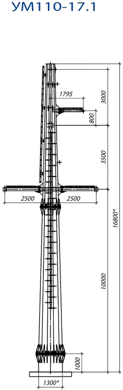 Чертеж КМД Анкерно-угловая опора УМ110-17.1