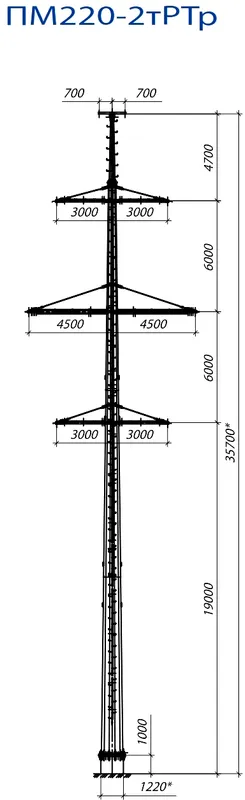 Чертеж Промежуточная опора ПМ220-2тРТр