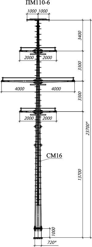 Чертеж КМД Промежуточная опора ПМ110-6