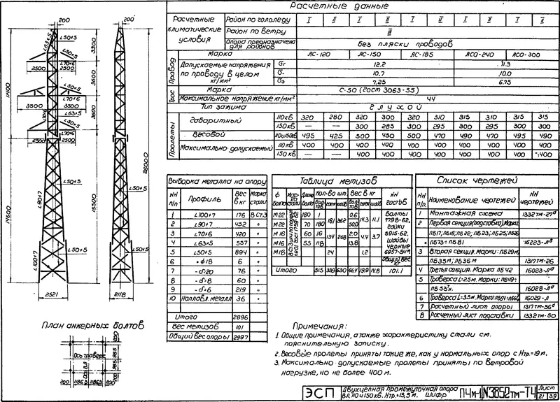 Чертеж КМД Промежуточная опора П4М-1