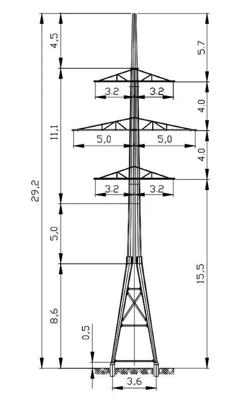 Чертеж КМД Анкерная опора АМ110-4Ф4+5