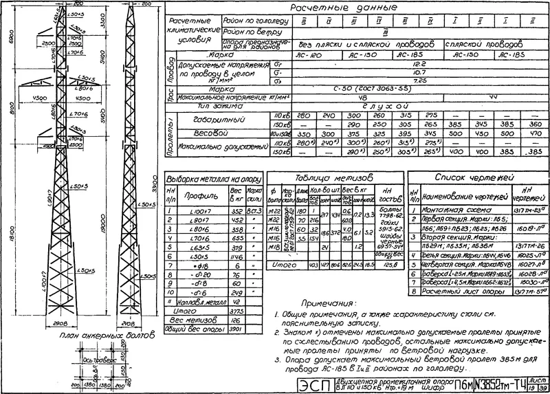 Чертеж КМД Промежуточная опора П6М
