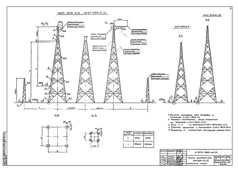 Чертеж КМД Анкерно-угловая транспозиционная опора УСКТ500-3+5