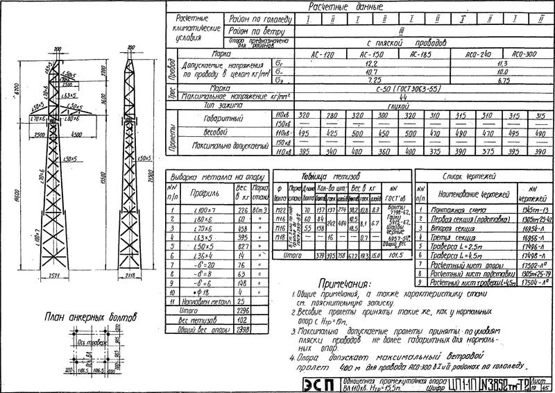 Чертеж КМД Промежуточная опора ЦП1-1П