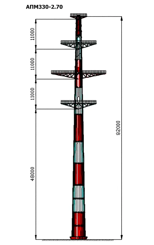 Чертеж КМД Анкерная переходная опора АПМ330-2.70